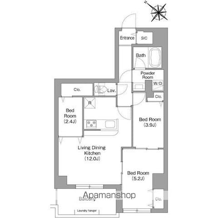 コンフォリア・リヴ豊洲キャナル[3LDK/58.32m2]の間取図