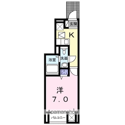 クラールＫ　Ⅱ[1K/25.25m2]の間取図