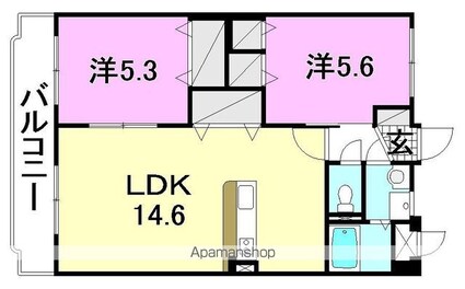 コンフォート柳原[2LDK/56.85m2]の間取図