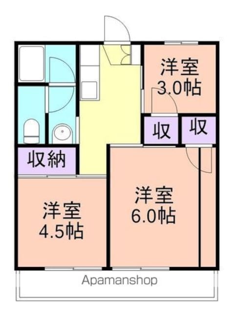 エスポワール駕町[3K/33.95m2]の間取図