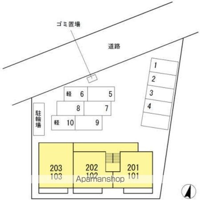 エスポワールかまた[1LDK/41.95m2]の配置図