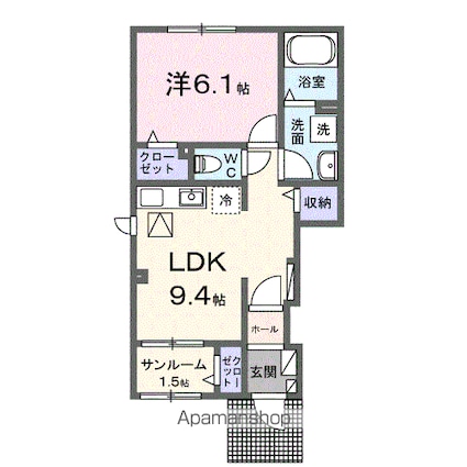 リサイア[1LDK/40.04m2]の間取図