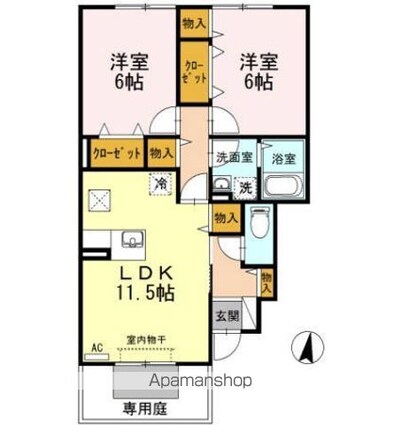 グラン・リーオ　Ａ棟[2LDK/59m2]の間取図