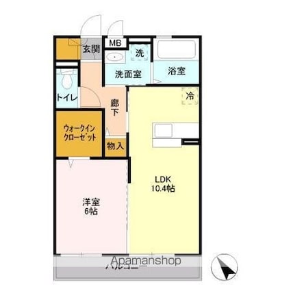 ピエトラ　ポンテⅡ[1LDK/45.04m2]の間取図