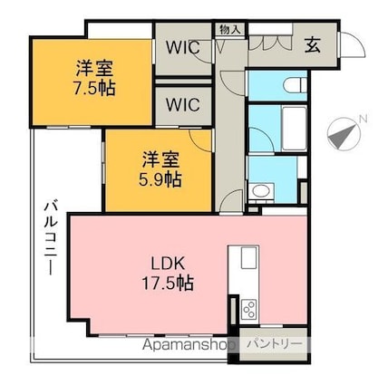 ベレオガーデンズ　Ｍｉｗａ[2LDK/82.08m2]の間取図