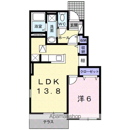 和歌山県和歌山市内原[1LDK/45.89m2]の間取図