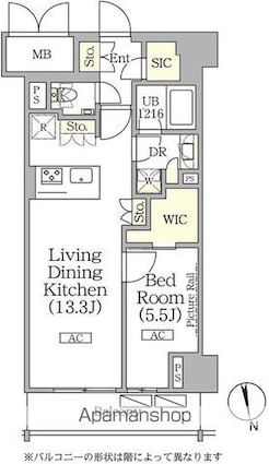 ザ・パークハビオ神楽坂レジデンスＳｏｕｔｈ[1LDK/47.08m2]の間取図