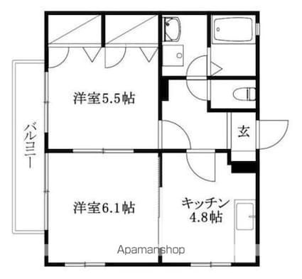 フレグランスいずみ南[2DK/42.42m2]の間取図