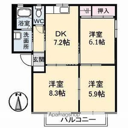 プライム　ＥＡＳＴ[3DK/56.09m2]の間取図