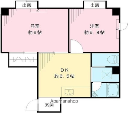 髙橋ビル[2DK/40.09m2]の間取図