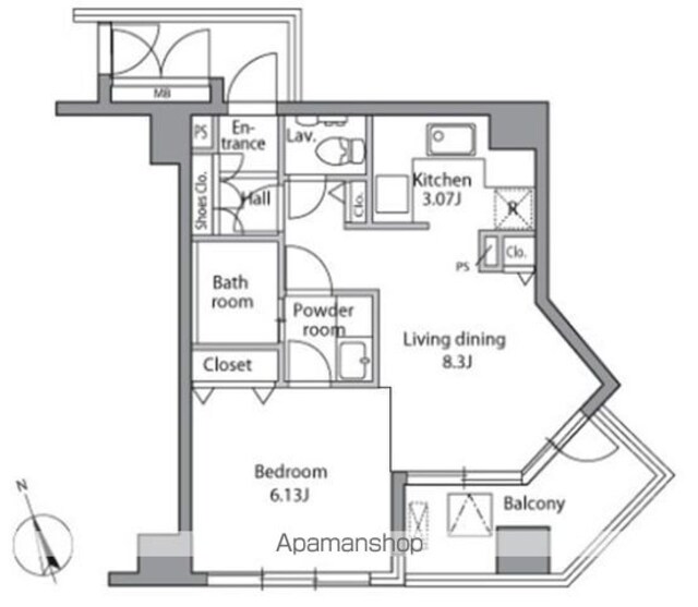 レジディア自由が丘[1LDK/39.45m2]の間取図