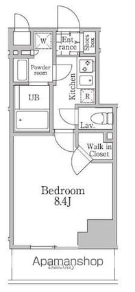 レジディア三軒茶屋Ⅲ[1K/25.75m2]の間取図