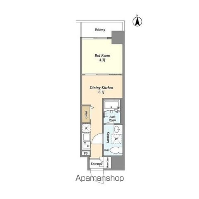 プライマル西大島駅前[1DK/25.28m2]の間取図