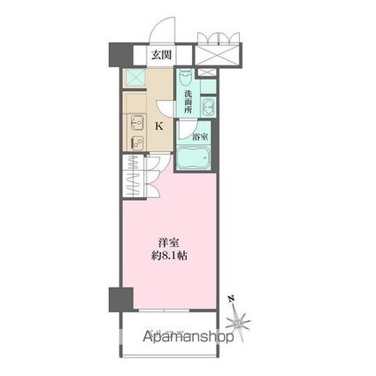 フィオレンテ田園調布[1K/25.48m2]の間取図