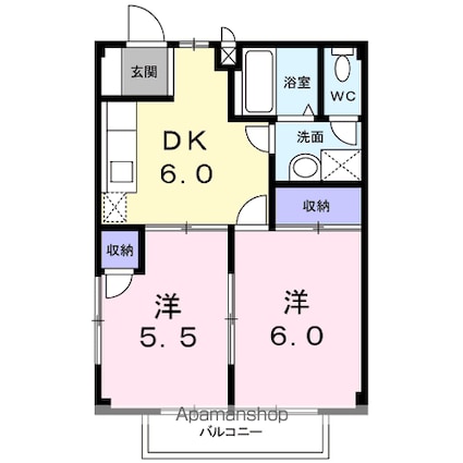 ノースサイドＫ[2DK/40.04m2]の間取図