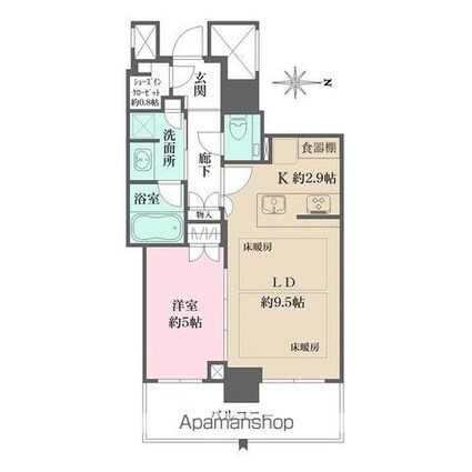 ザ・パークハウス久屋大通ローレルタワー[1LDK/43.93m2]の間取図