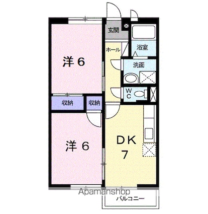 立願寺ハイツ[2DK/46.13m2]の間取図