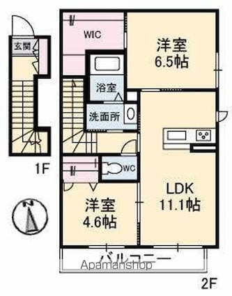 香川県高松市上之町３丁目[2LDK/59.92m2]の間取図