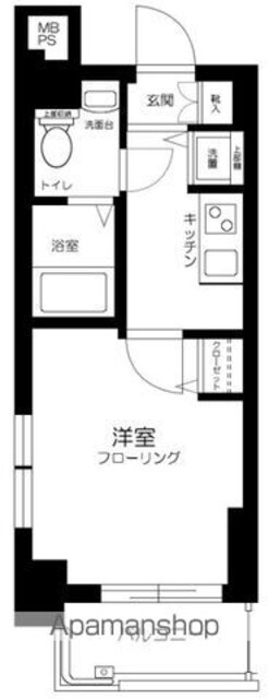 クレアシオン門前仲町[1K/21.19m2]の間取図