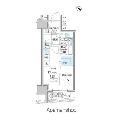 デュオフラッツ日本橋水天宮[1DK/25.18m2]の間取図