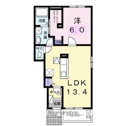 パインビレッジ　ビオーラ[1LDK/47.08m2]の間取図
