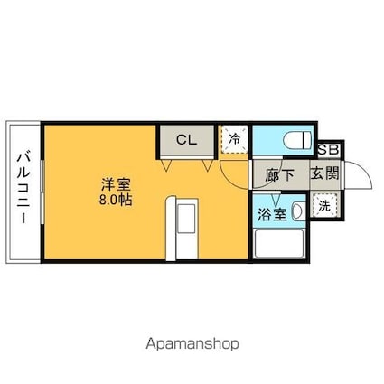 サリナス高宮壱番館[1R/24.65m2]の間取図