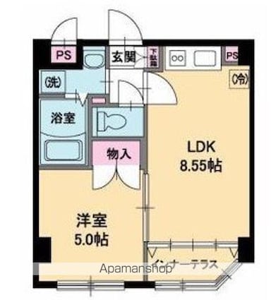 ビラージュ花屋町[1LDK/33.1m2]の間取図