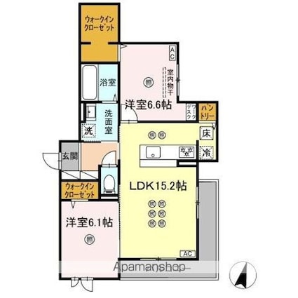 ガーデン　ラピッズ[2LDK/66.4m2]の間取図