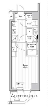 木場ステーションレジデンス[1K/25.41m2]の間取図