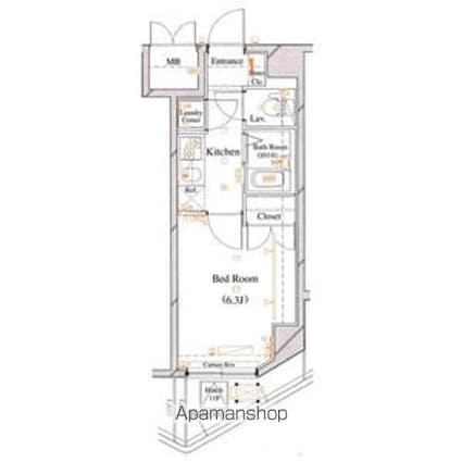 東京都品川区西五反田７丁目[1K/22.42m2]の間取図