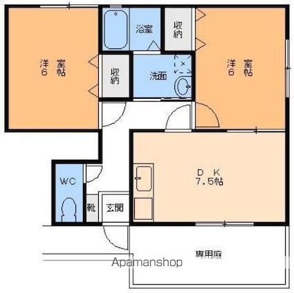 メゾンクレール　Ａ棟[2DK/48.65m2]の間取図