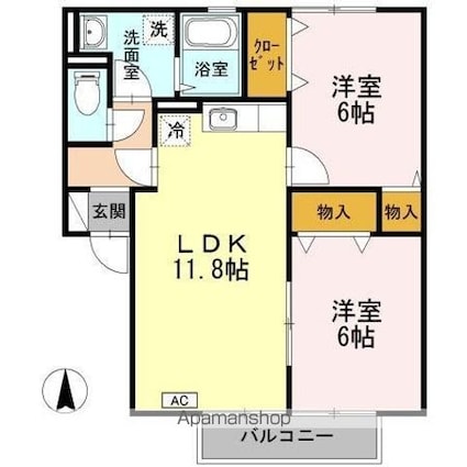 ボナール安岡[2LDK/55.41m2]の間取図