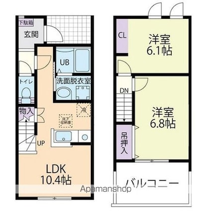 茨城県小美玉市大谷[2LDK/54.71m2]の間取図