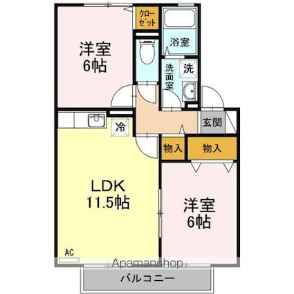 リヴェールコート　Ｄ棟[2LDK/53.76m2]の間取図