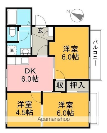 ＹＭハイツ[3DK/53m2]の間取図