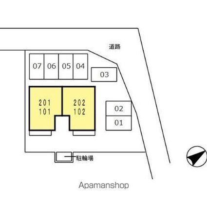 ファミールワカサ[1LDK/42.11m2]の配置図