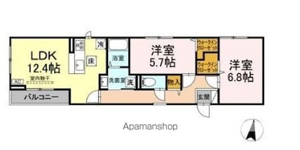 サウスヒルズ世田谷[2LDK/61.02m2]の間取図