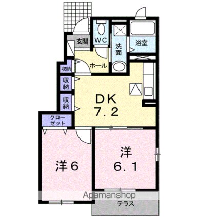 グランドゥール　ソフィア　Ⅱ[2DK/45.89m2]の間取図