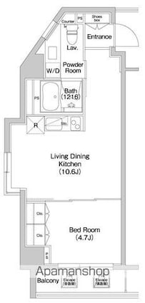 コンフォリア西新宿[1LDK/38.74m2]の間取図
