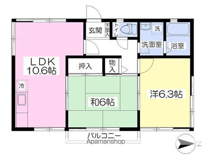 愛媛県松山市鷹子町[2LDK/52.11m2]の間取図