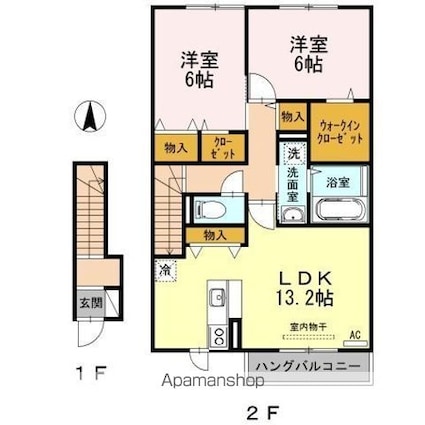 ファミール[2LDK/69.18m2]の間取図