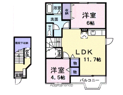 ベルフラワーＦ[2LDK/58.12m2]の間取図