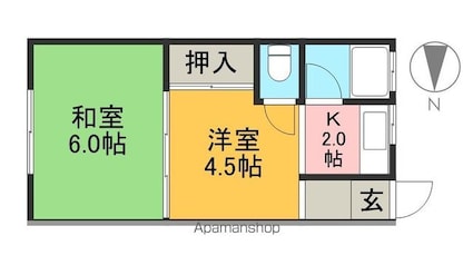 メイポールⅠ[2K/26.4m2]の間取図