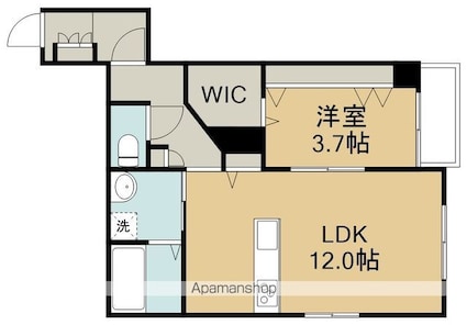 ＴＩＭＥＯＦＦ　薬師堂[1LDK/45.04m2]の間取図