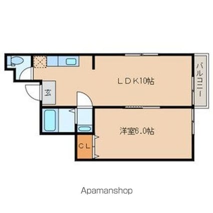 ハイム優[1LDK/36.3m2]の間取図