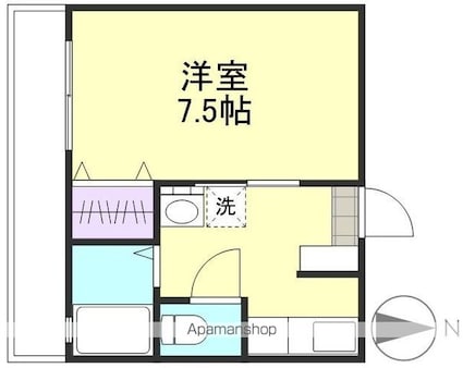 岡山県倉敷市稲荷町[1K/23m2]の間取図