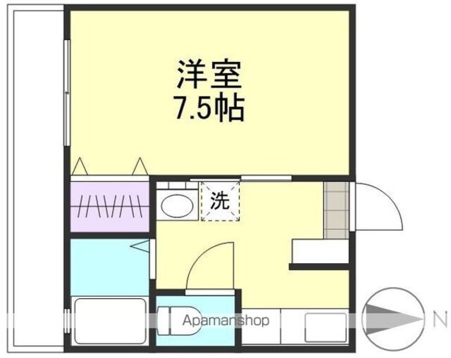 岡山県倉敷市稲荷町[1K/23m2]の間取図