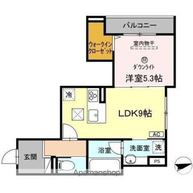 グリーンカーサ祇園[1LDK/40.05m2]の間取図