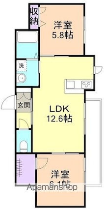 和歌山県和歌山市園部[2LDK/54.74m2]の間取図
