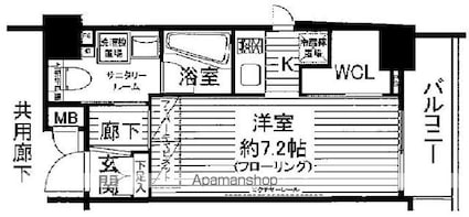 ステージファースト明大前アジールコート[1R/25.83m2]の間取図